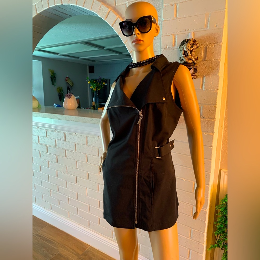 Black Industrial zipper Jacket dress